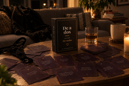 Caja del mazo Sin vueltas +18, juego de cartas para parejas de De a Dos